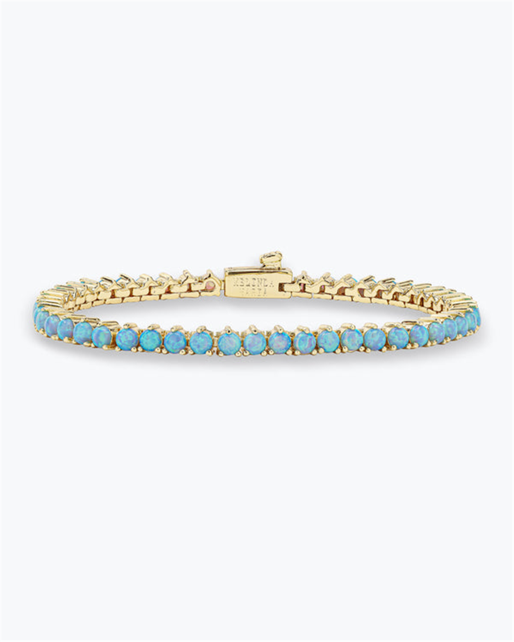 18K Yellow Gold Overlay 'Not Your Basic' 3Mm Simulated Blue Opals