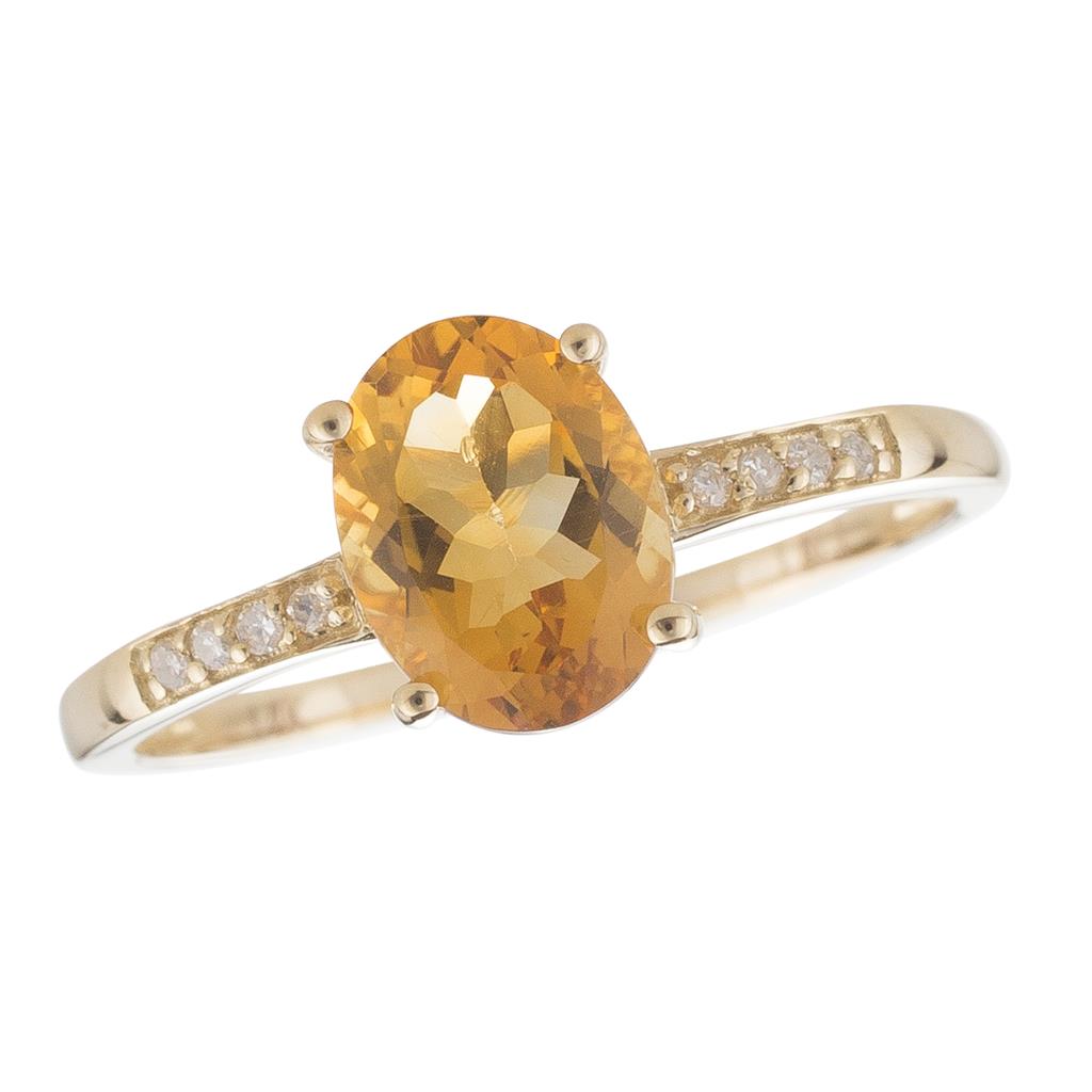 November Birthstone Rings: 14K Yellow Gold Diamond And Citrine