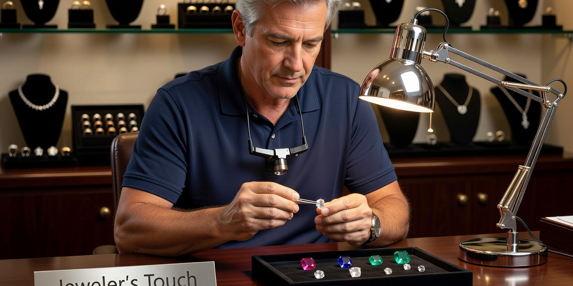 Appraiser looking at jewelry 