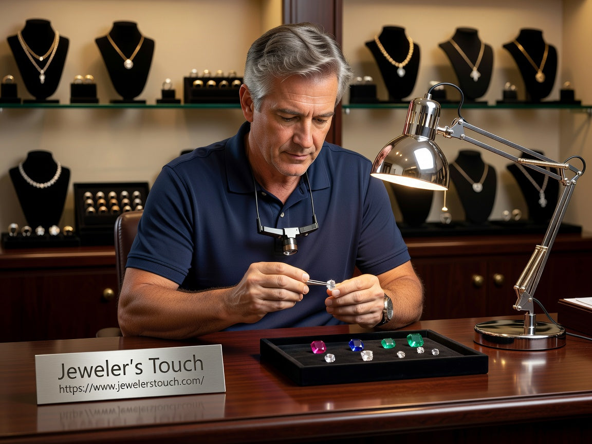 Appraiser looking at jewelry 