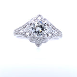 18K White Gold Vintage Inspired Diamond Engagement Ring
