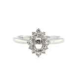 Nelson Jewellery Arts Co. 18K White Gold Sunburst Halo Oval Center Diamond Engagement Ring