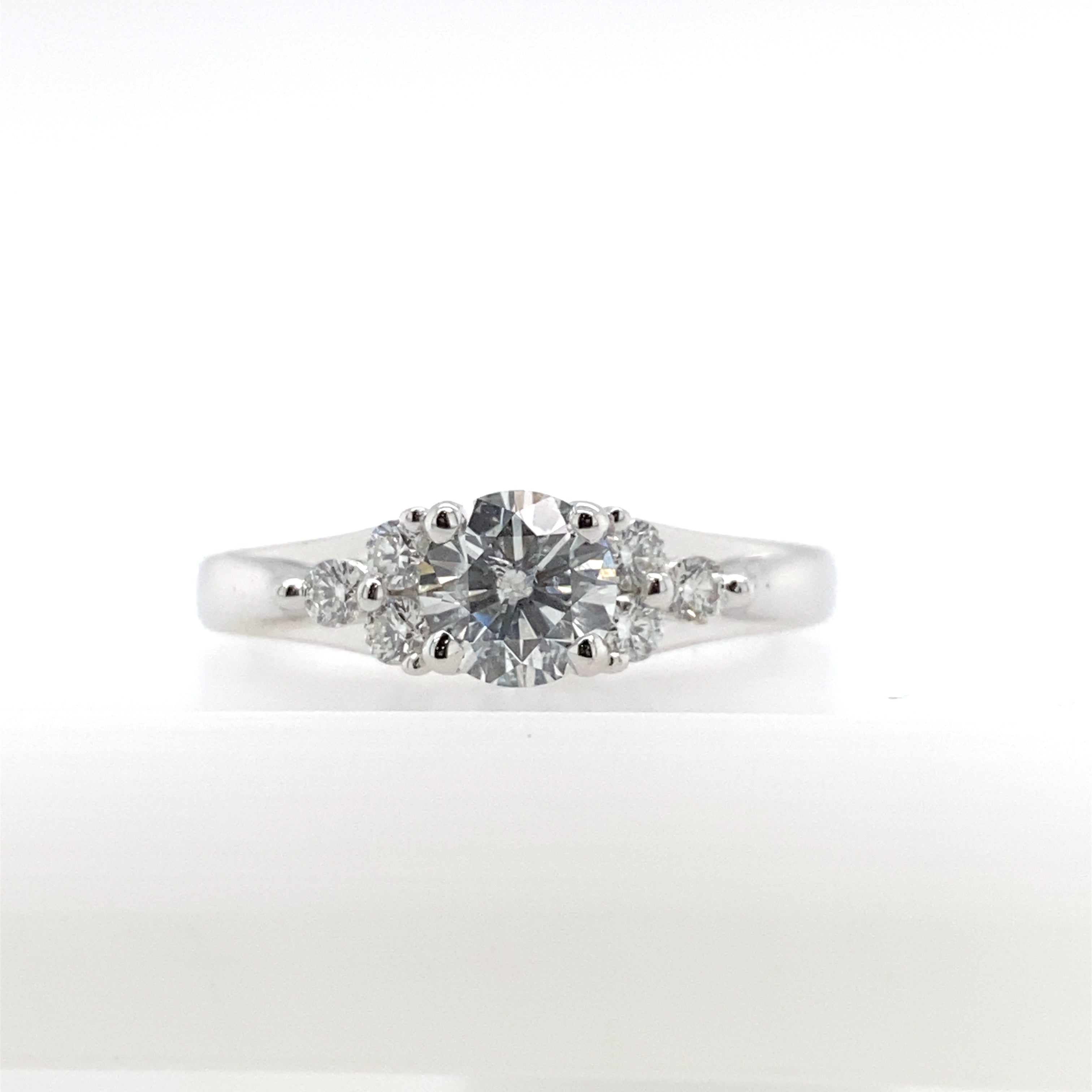 Nelson Jewellery Arts Co. 18K White Gold Three Side Stones Princess Center Diamond Engagement Ring