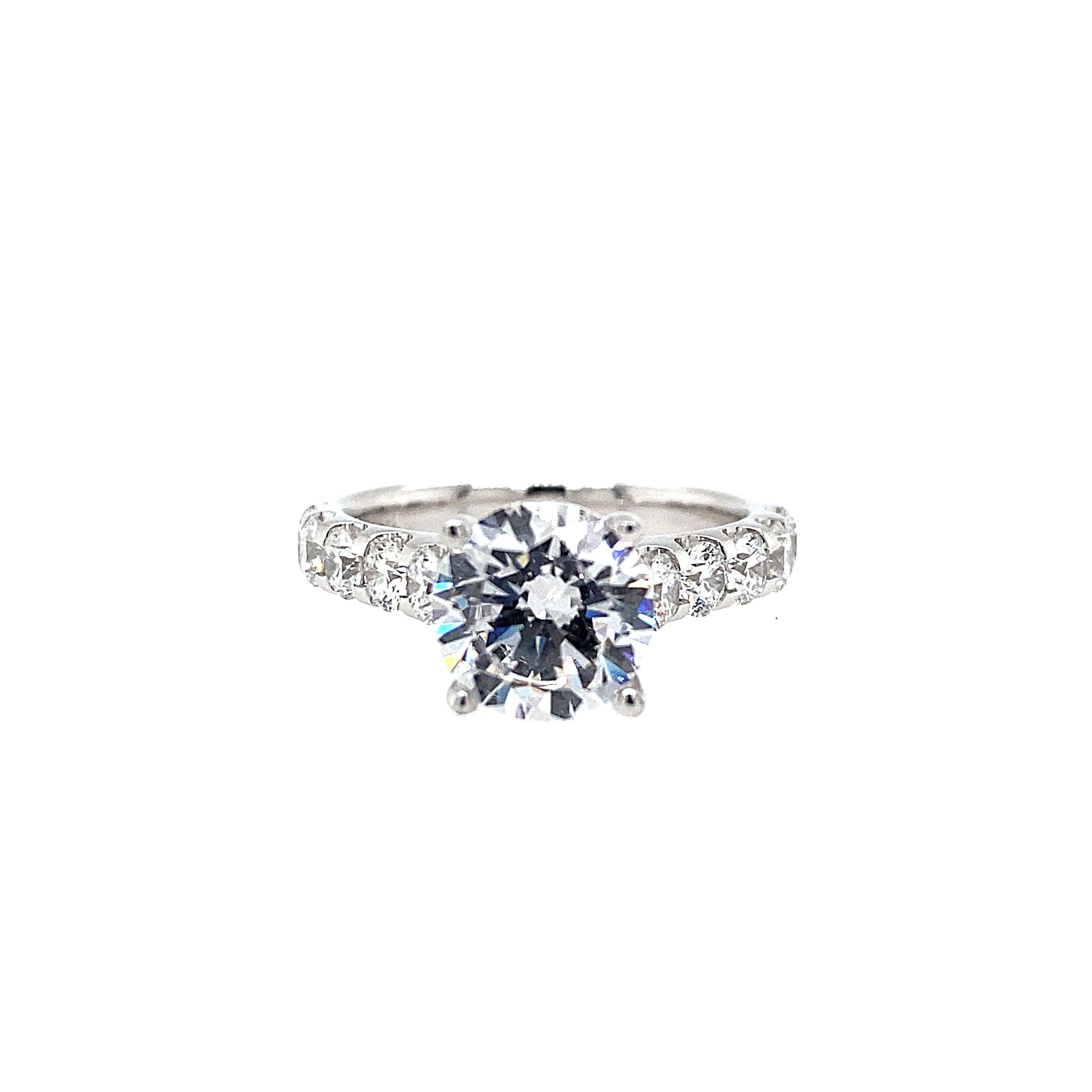 18K White Gold Classic Cathedral Round Diamond Engagement Ring