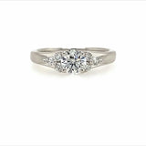 18K White Gold Three Side Stone Engagement Ring