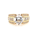 18K Yellow And White Gold Contemporary Round Natural Diamonds Engagement Ring
