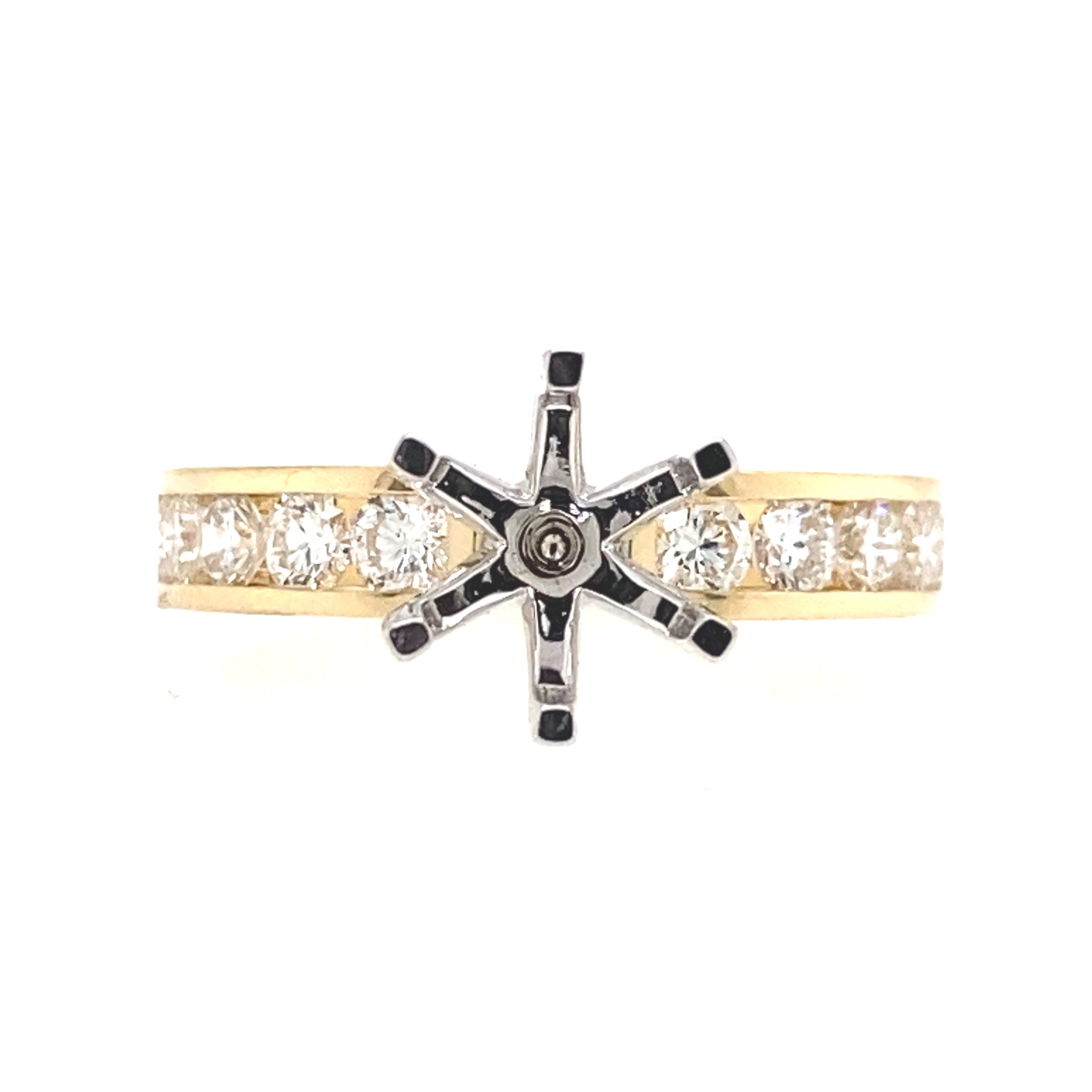 14K Yellow And White Gold Classic Channel Set Engagement Ring