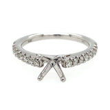 14K White Gold Classic Round Natural Diamonds Engagement Ring