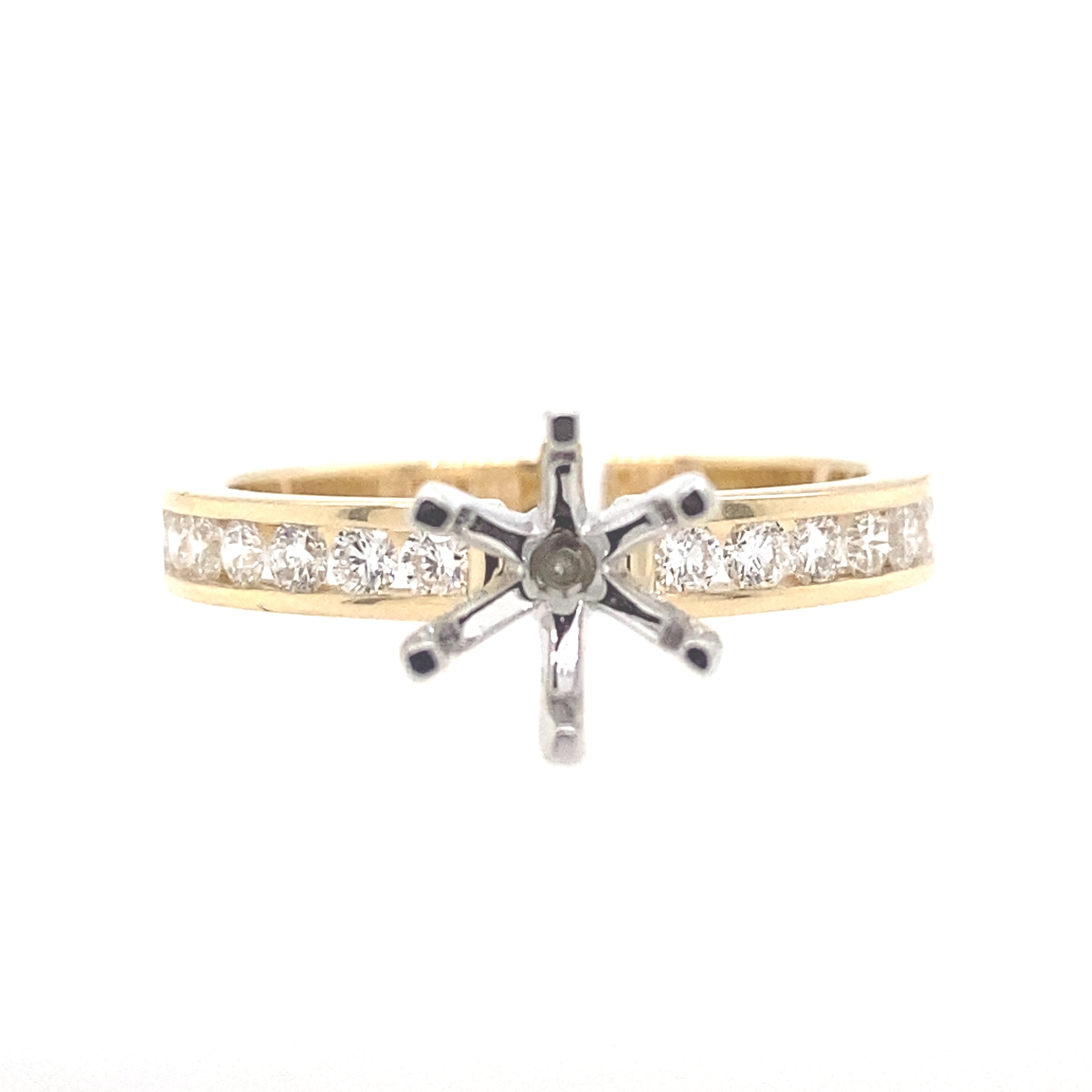 14K Yellow And White Gold Classic Channel Set Engagement Ring
