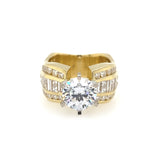 18K Yellow Gold Wide Band Channel Set Diamond Engagement Ring