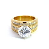 18K Yellow Gold Wide Band Round Natural Diamonds Natural Diamonds Engagement Ring