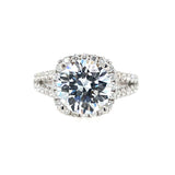 18K White Gold Diamond Halo Split Shank Engagement Ring