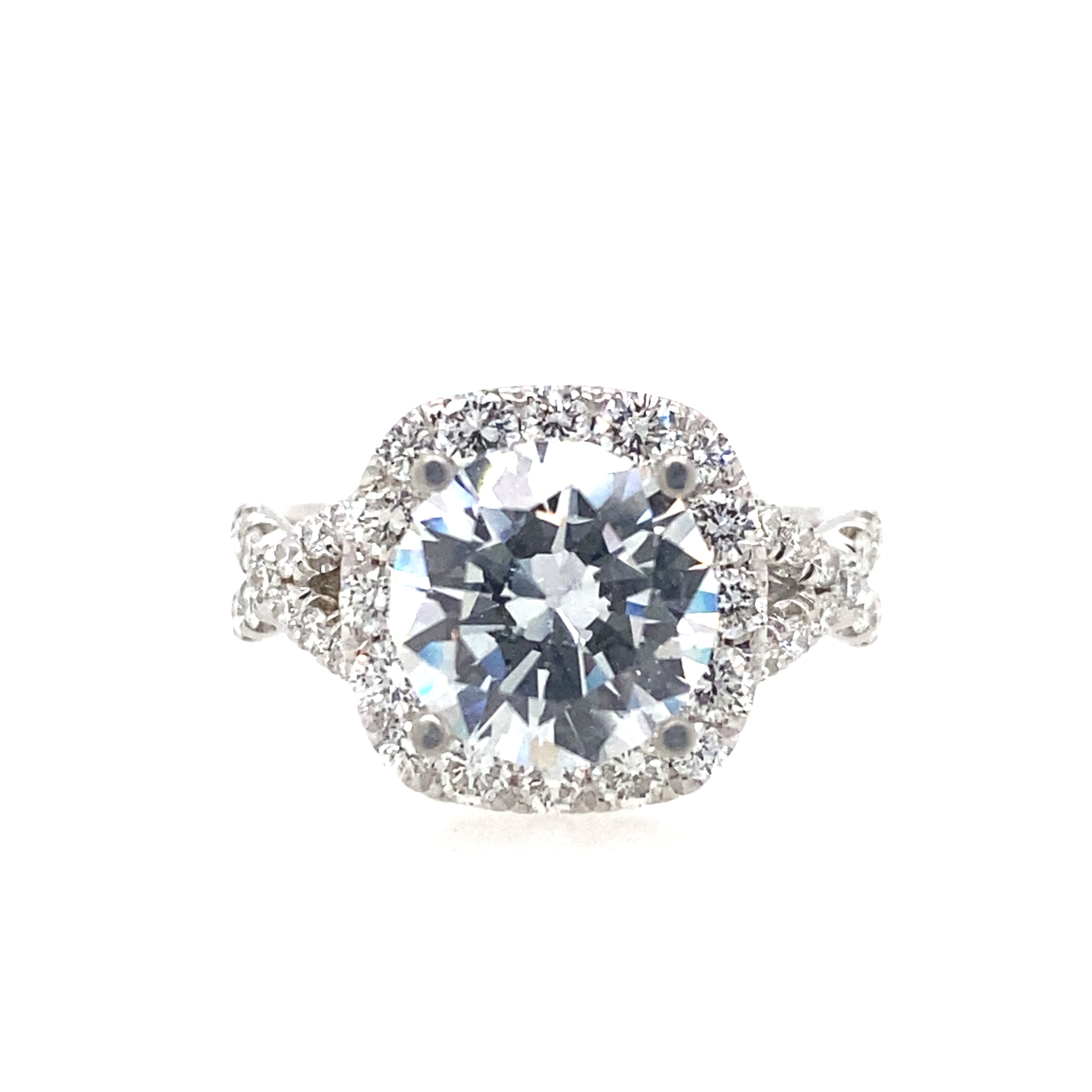 18K White Gold Halo Infinity Design Shoulders Engagement Ring