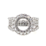 18K White Gold Halo Wide Bridge Engagement Ring