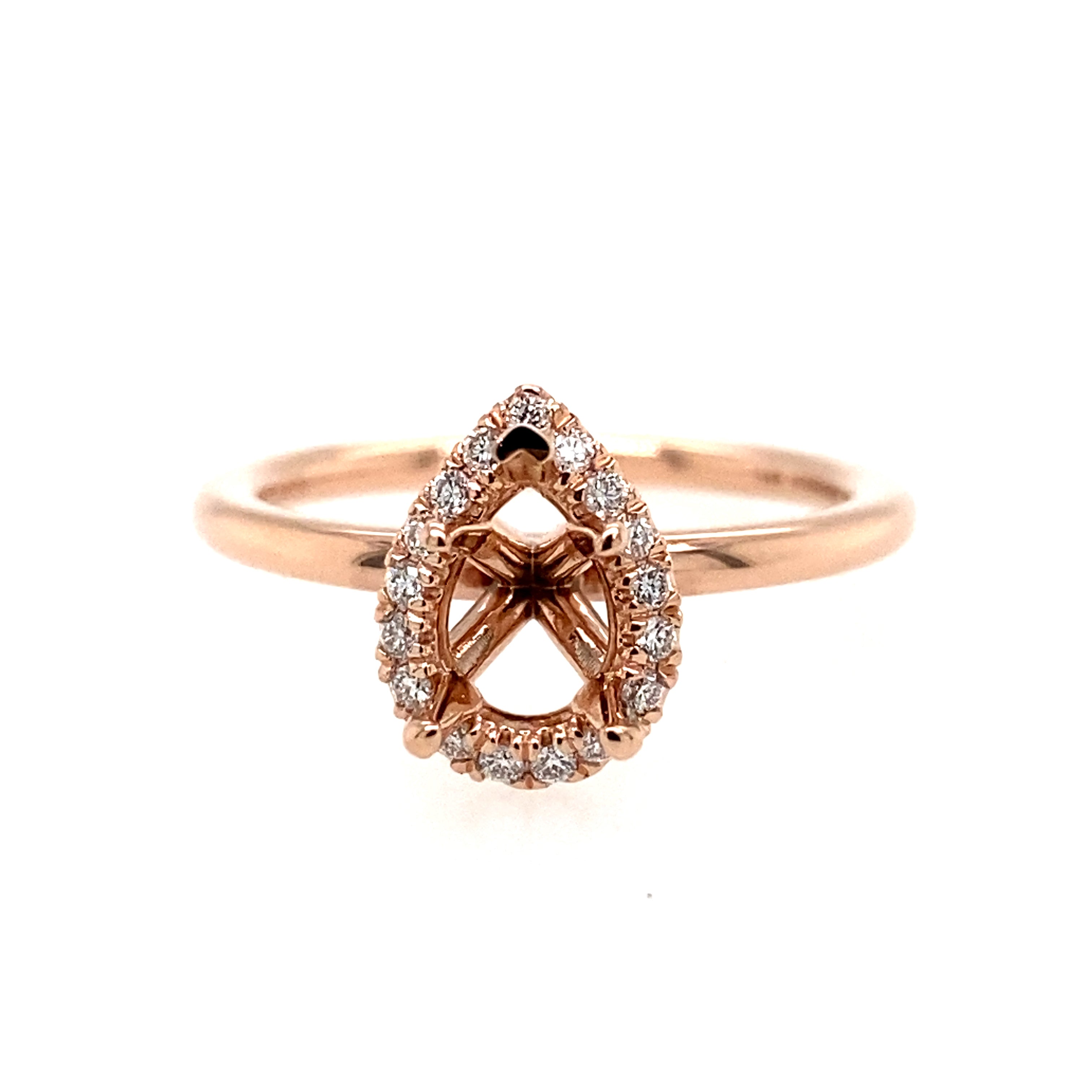 Gabriel & Co. 14K Rose Gold Pear Shaped Halo Diamond Engagement Ring
