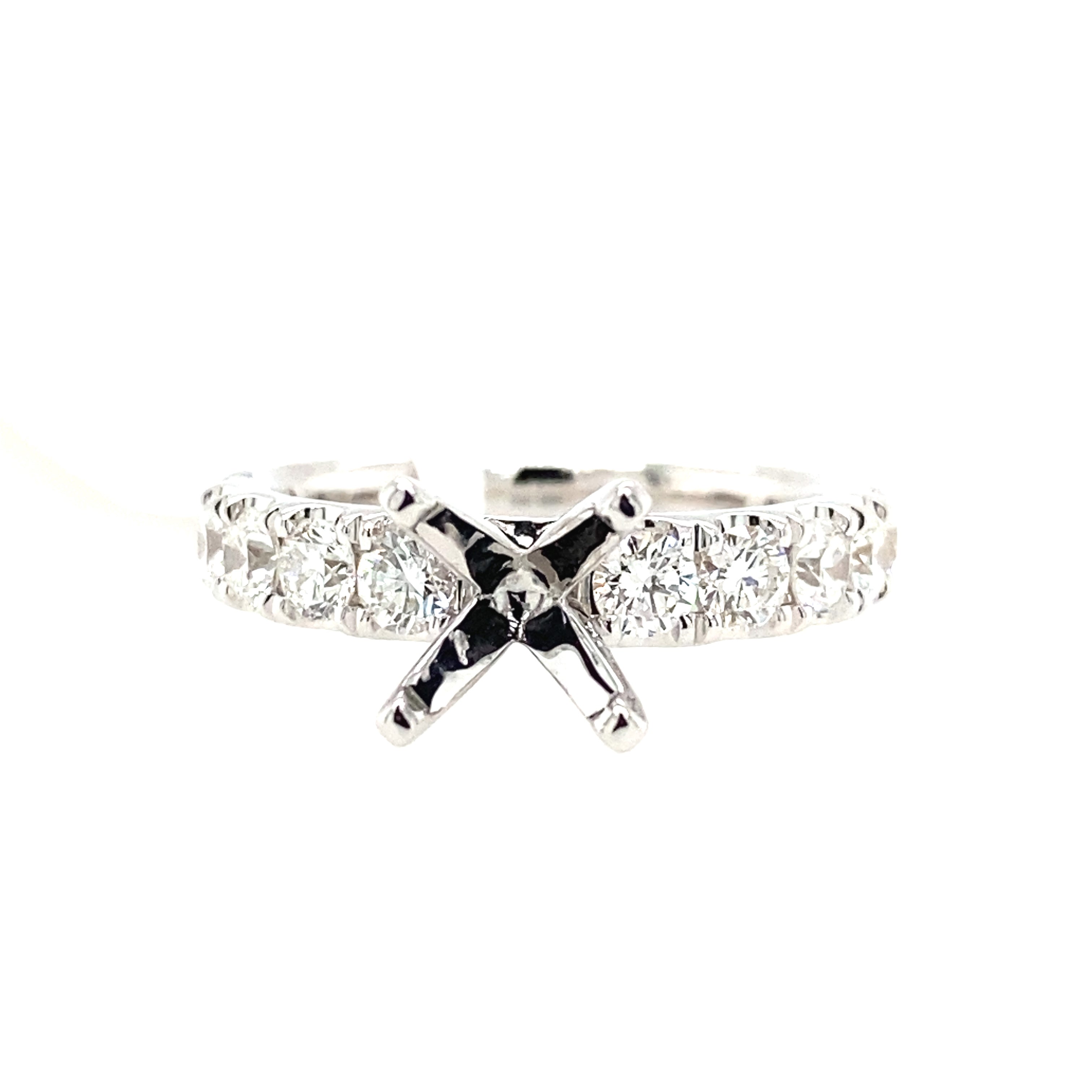 14K White Classic Straight Engagement Ring