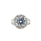 Krizanti 18K White Gold Halo Diamond Engagement Ring With Side Stones