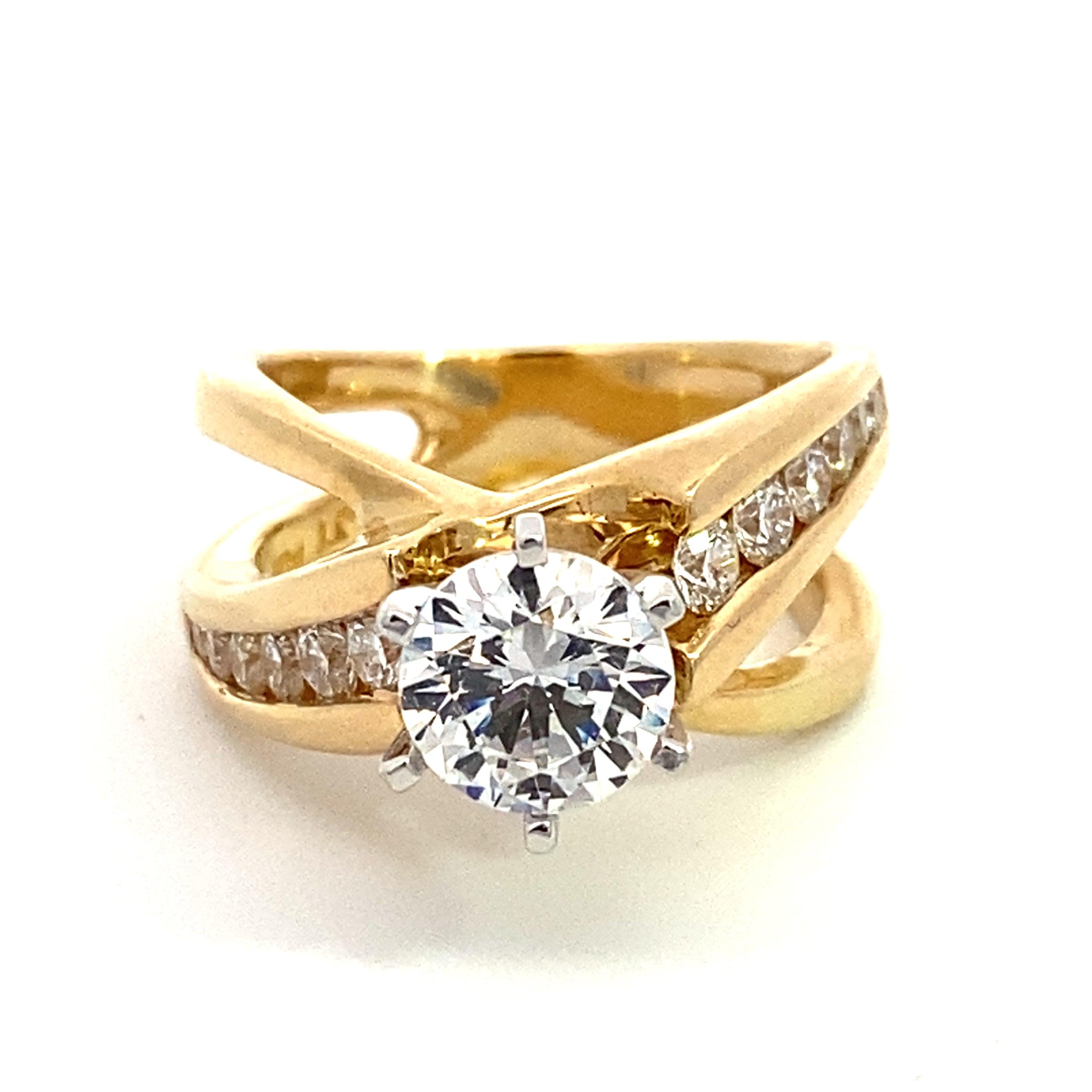 14K Yellow Gold Twist Channel Set Engagement Ring