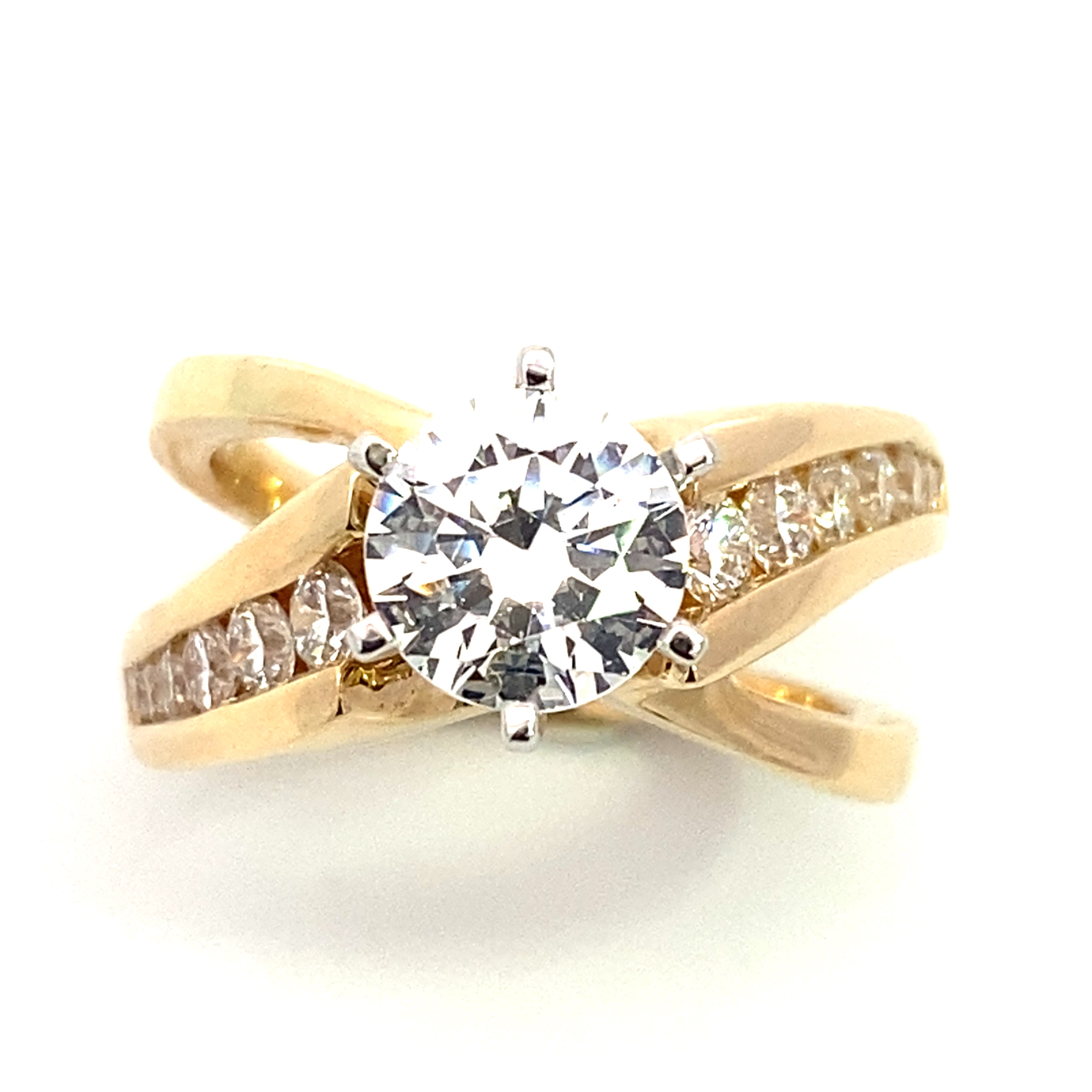 14K Yellow Gold Twist Channel Set Engagement Ring