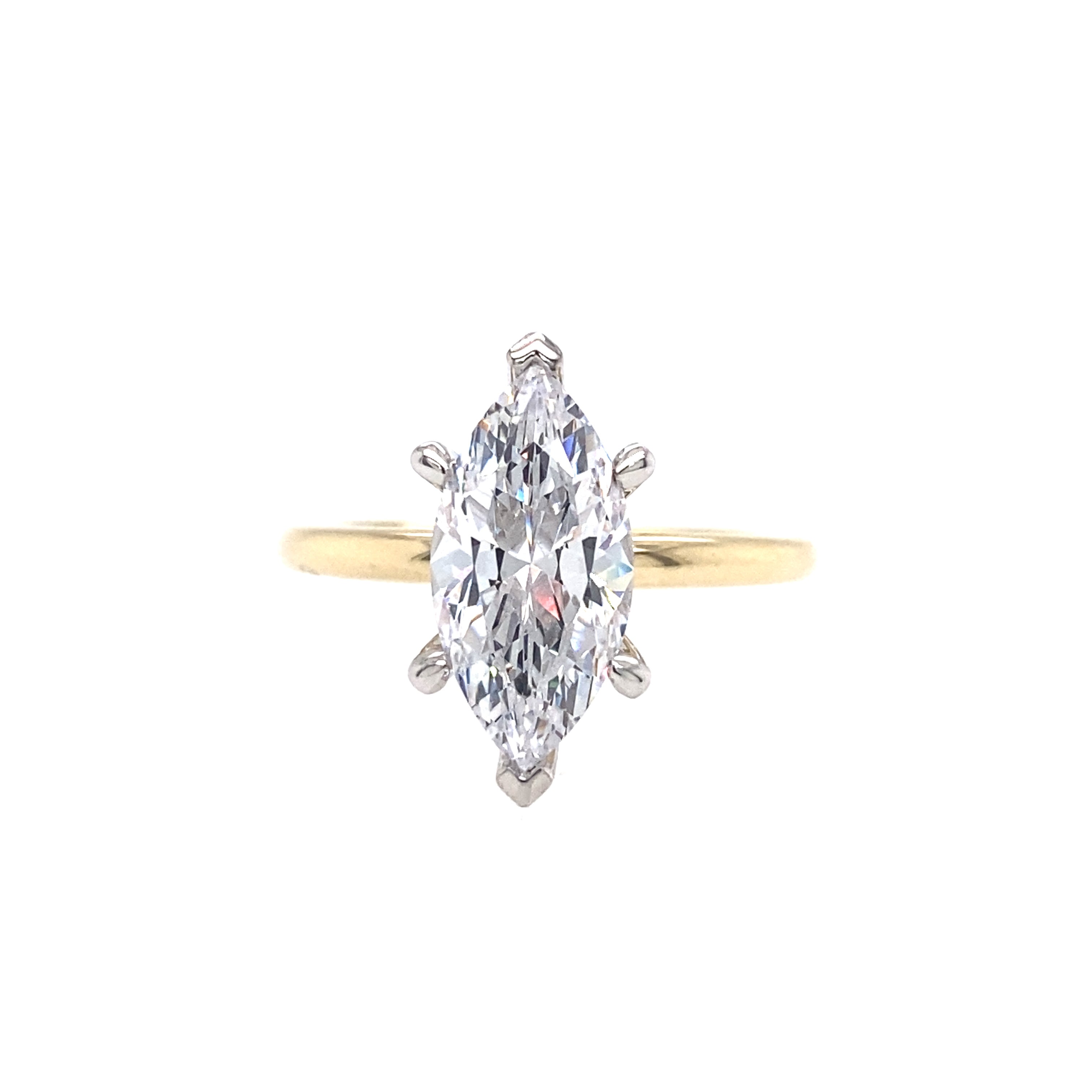 14K Yellow And White Gold ‘Cari’ Hidden Halo Marquise Center Diamond Engagement Ring