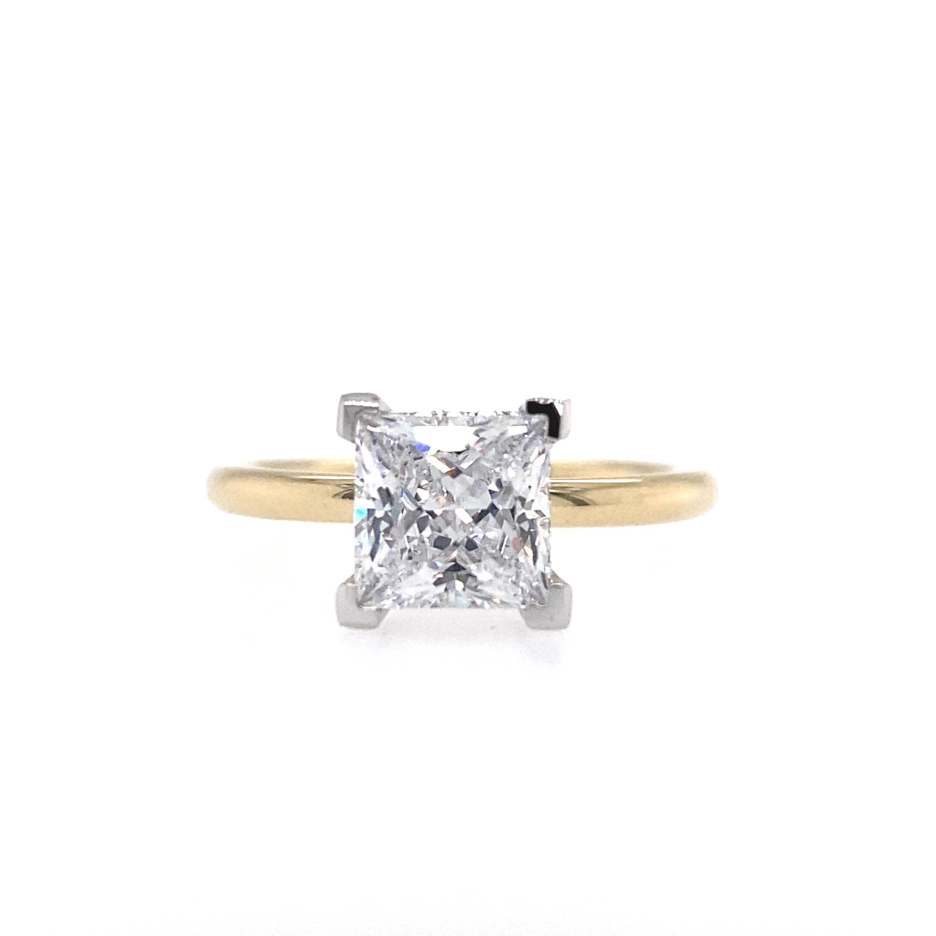 14K Yellow And White Gold ‘Cari’ Hidden Halo Princess Center Diamond Engagement Ring
