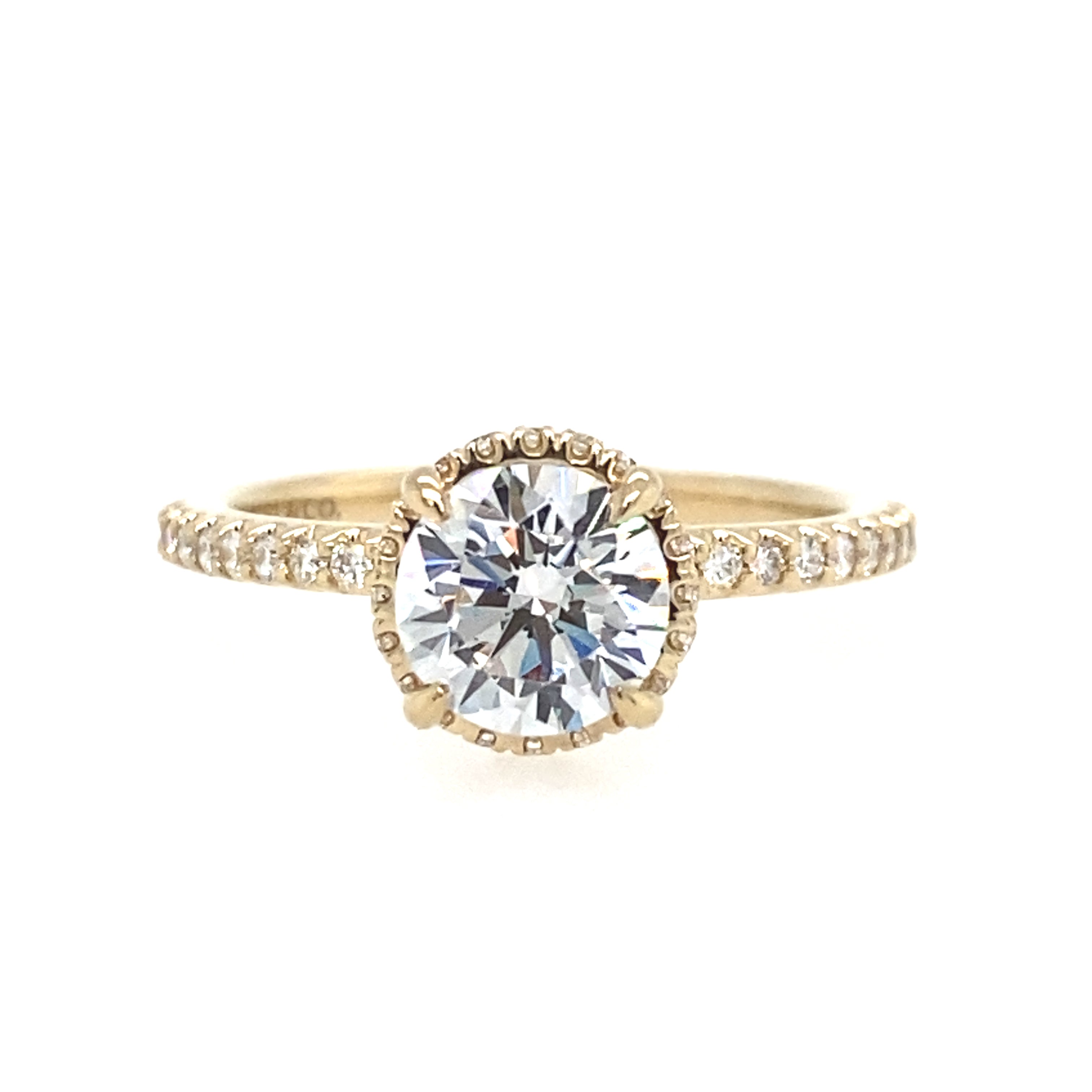 14K Yellow Gold ‘Senne’ Round Diamond Hidden Halo Engagement Ring