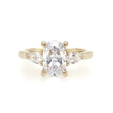 14K Yellow Gold Sunday Three Stone Oval Diamond Engagement Ring