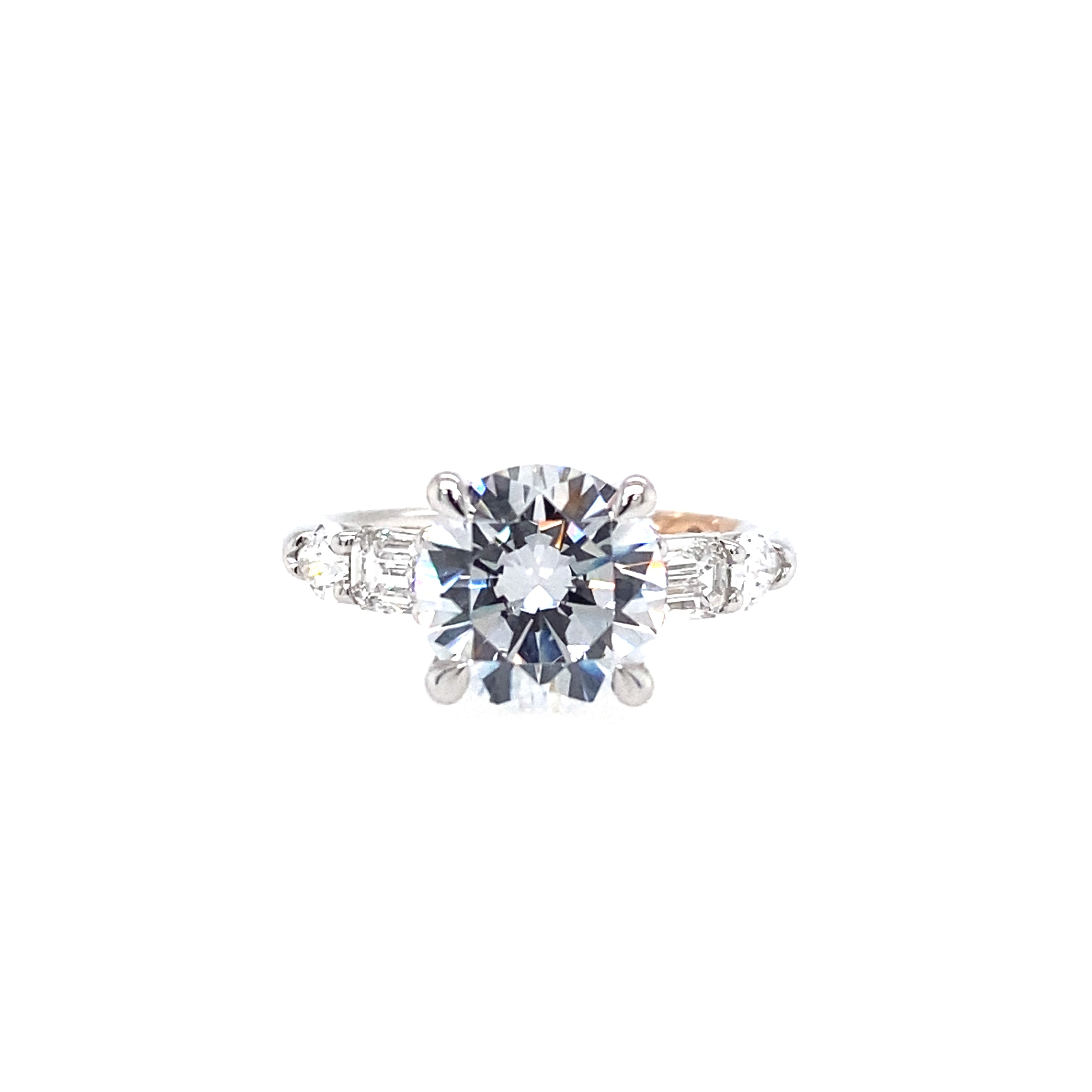 14K White Gold Five Stone Diamond Engagement Ring