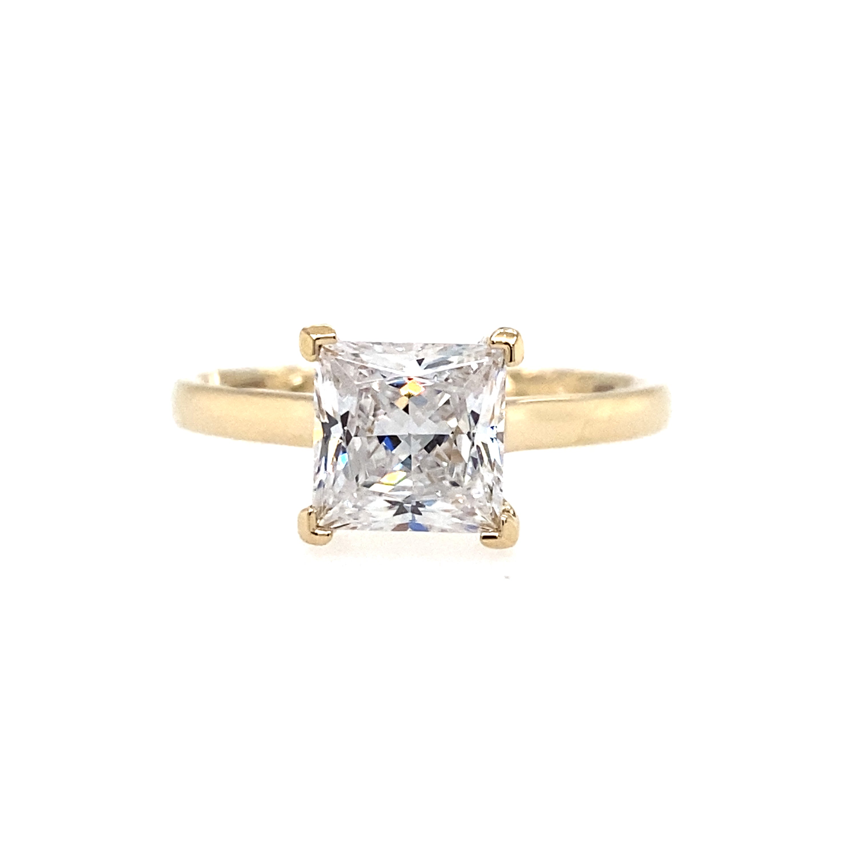14K Yellow Gold Hidden Halo Engagement Ring With Princess Cut Center