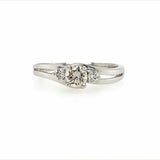 18K White Gold Three Stone Split Shank Diamond Engagement Ring With Round Center Diamond Included
