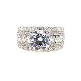 14K White Gold Wide Band Diamond Engagement Ring