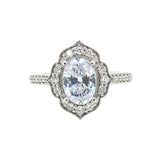 14K White Gold Vintage Inspired Diamond Engagement Ring