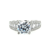 14K White Gold Wide Band Diamond Engagement Ring