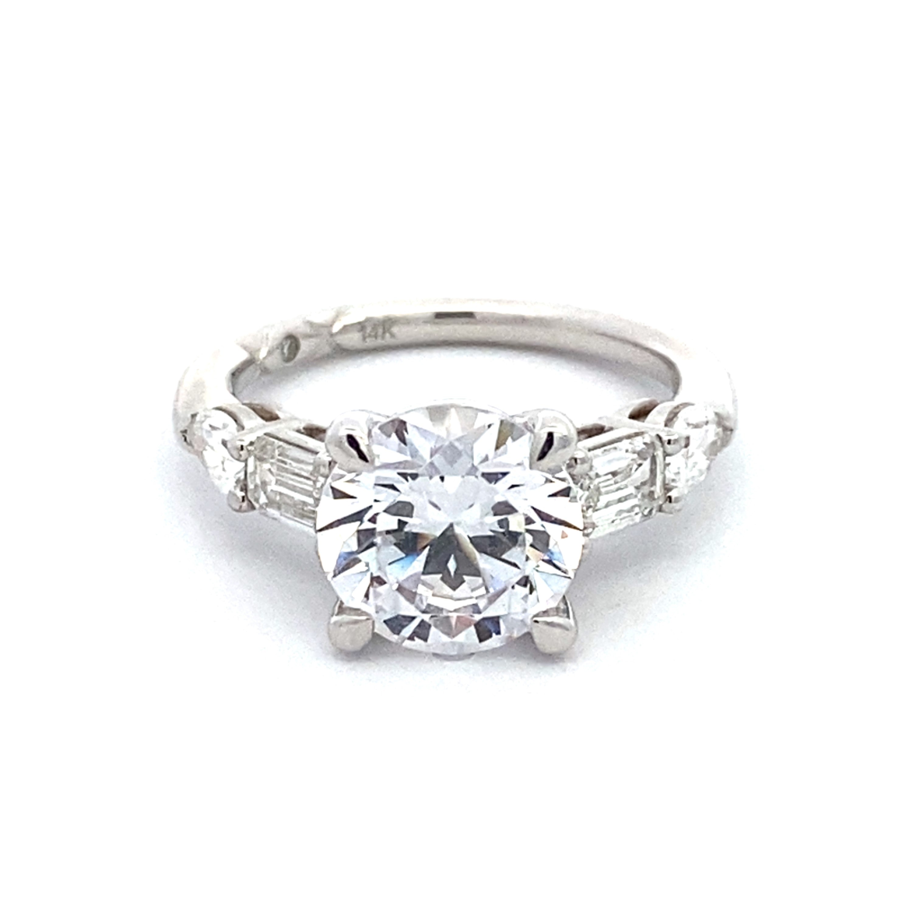 14K White Gold Five Stone Diamond Engagement Ring