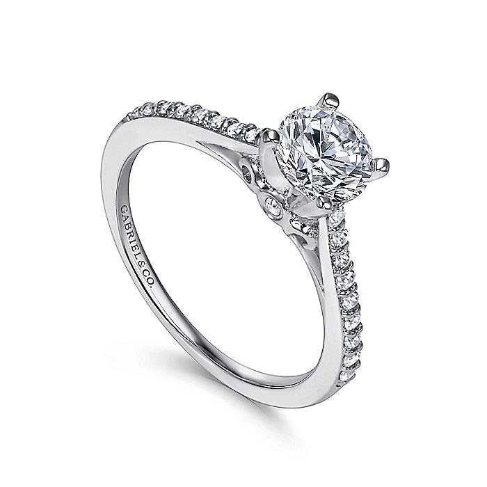 14K White Gold Jocelyn Classic Round Natural Diamonds Engagement Ring