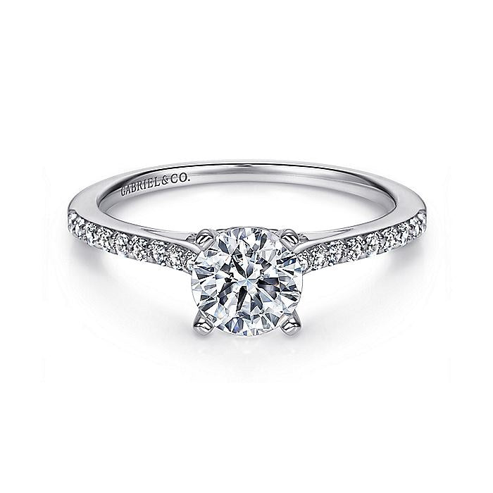 14K White Gold Jocelyn Classic Round Natural Diamonds Engagement Ring
