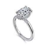 14K White Gold Rainah Hidden Halo Oval Diamond Engagement Ring