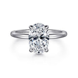 14K White Gold Rainah Hidden Halo Oval Diamond Engagement Ring