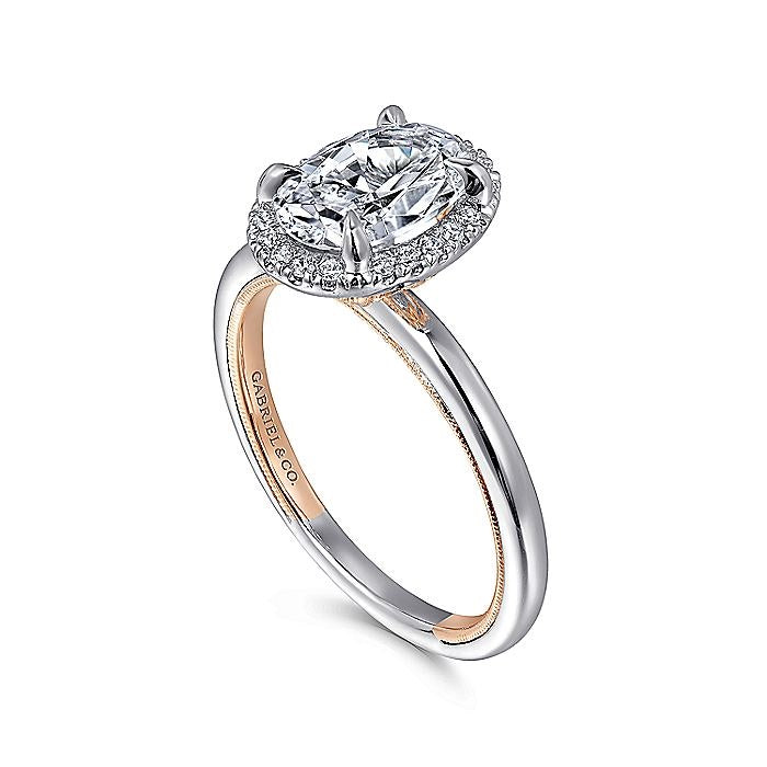 14K White And Rose Gold Amelie Halo Engagement Ring