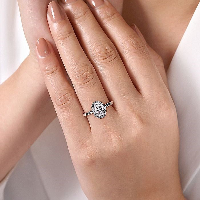 14K White And Rose Gold Amelie Halo Engagement Ring