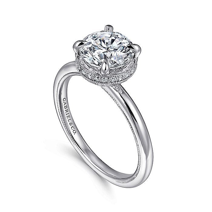 14K White Gold Catallina Round Halo Diamond Engagement Ring