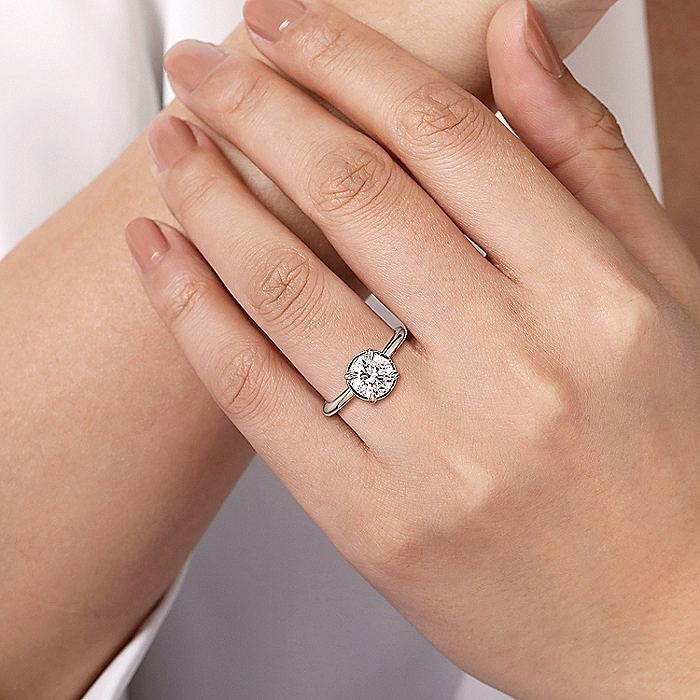 14K White Gold Catallina Round Halo Diamond Engagement Ring