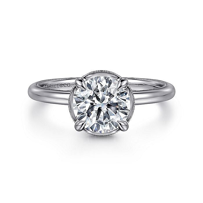 14K White Gold Catallina Round Halo Diamond Engagement Ring