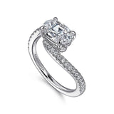 14K White Gold Aiva Bypass East West Oval Diamond Engagement Ring
