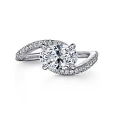 14K White Gold Aiva Bypass East West Oval Diamond Engagement Ring