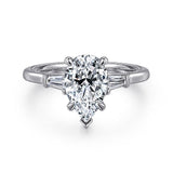 14K White Gold Louann Three Stone Pear Diamond Engagement Ring