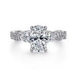 14K White Gold Alanna Twisted Three Stone Oval Diamond Engagement Ring