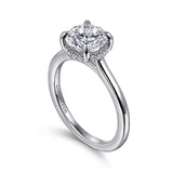 14K White Gold Aldon Round Halo Diamond Engagement Ring
