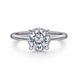 14K White Gold Aldon Round Halo Diamond Engagement Ring