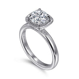 14K White Gold Deedie Round Diamond Hidden Halo Engagement Ring